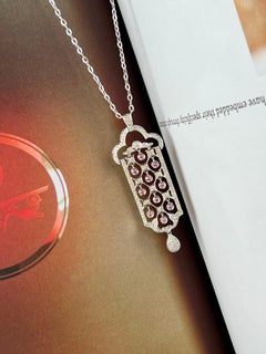 Earth Mined Diamond and Pink Tourmaline White Gold Pendant