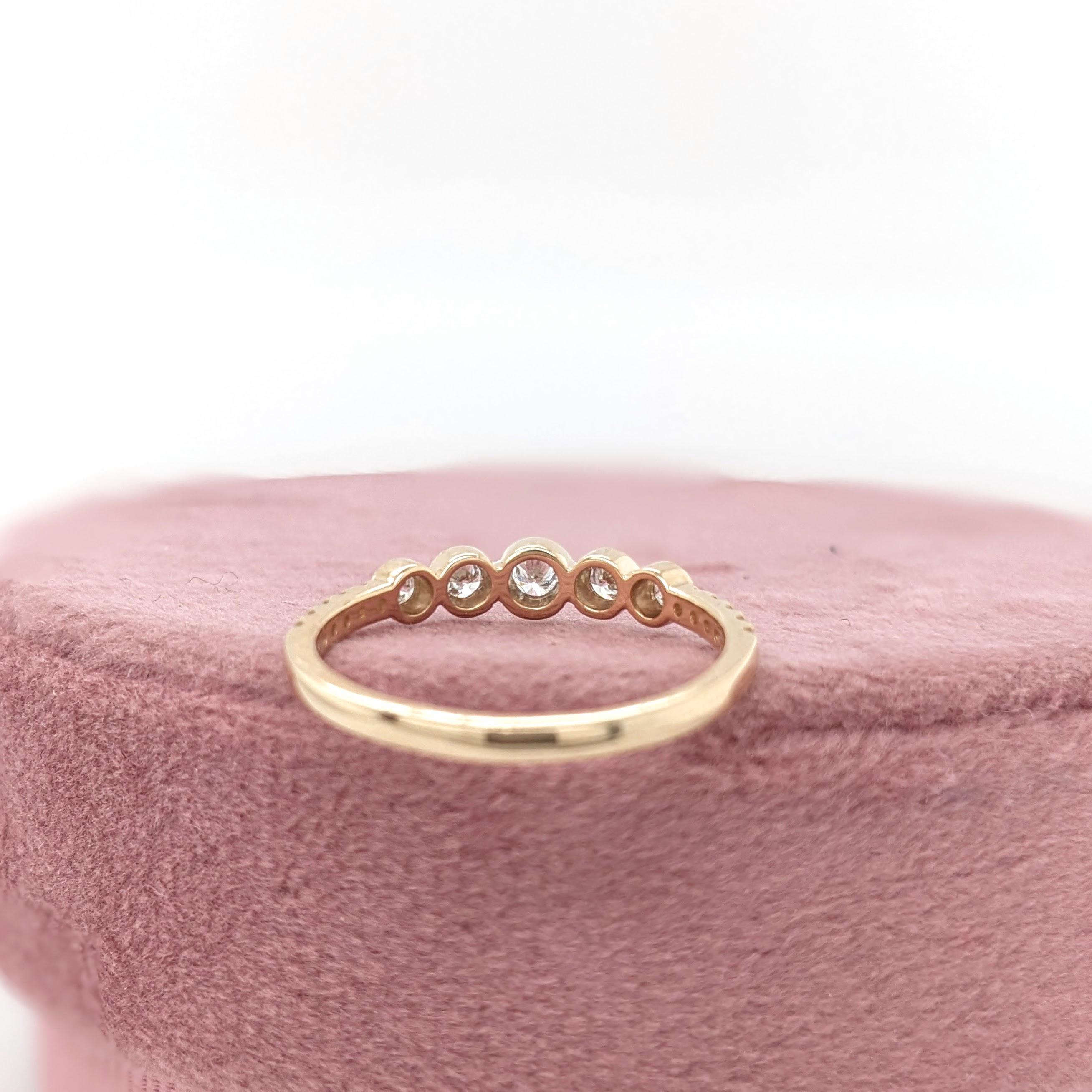 Round Cut Earth Mined Diamond Band Ring in Solid 14K Yellow Gold Round 2.6mm For Sale