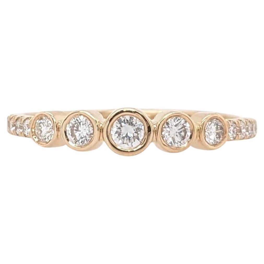 Earth Mined Diamond Band Ring in Solid 14K Yellow Gold Round 2.6mm For Sale