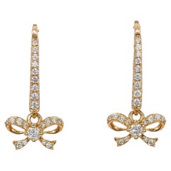 Earth-Mined Diamond Bow Earrings: Solid 14K Gold – Leverback – Gift for Her