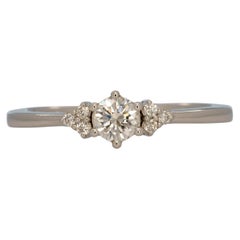 Earth Mined Diamond Ring with Diamond Accents: Solid 14K Gold – Round, 4mm