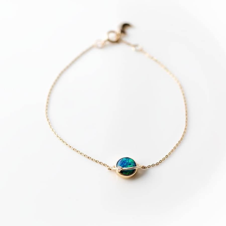 Earth Moon Design Bracciale con Opale Australiano e Diamanti in Oro 18K in vendita 1