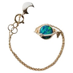 Australian Doublet Opal & Diamant-Armband aus 18 Karat Gold mit Erdmond-Design