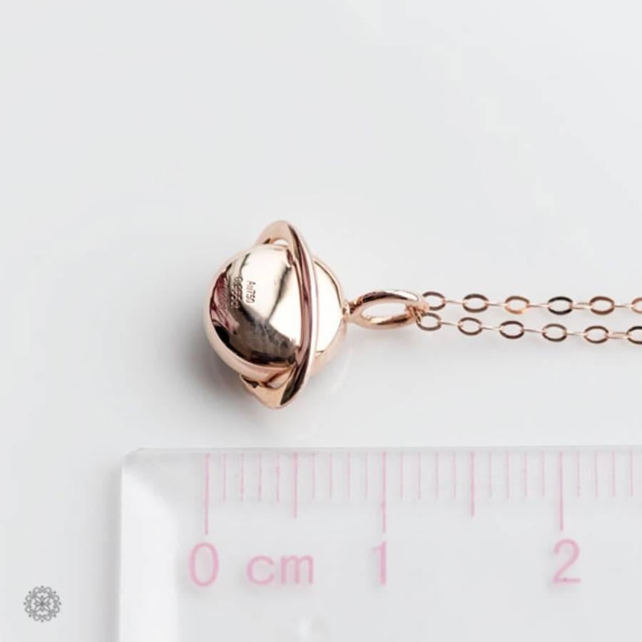 Women's or Men's Earth Moon Design Doublet Opal & Diamond Pendant Necklace 18K Rose Gold