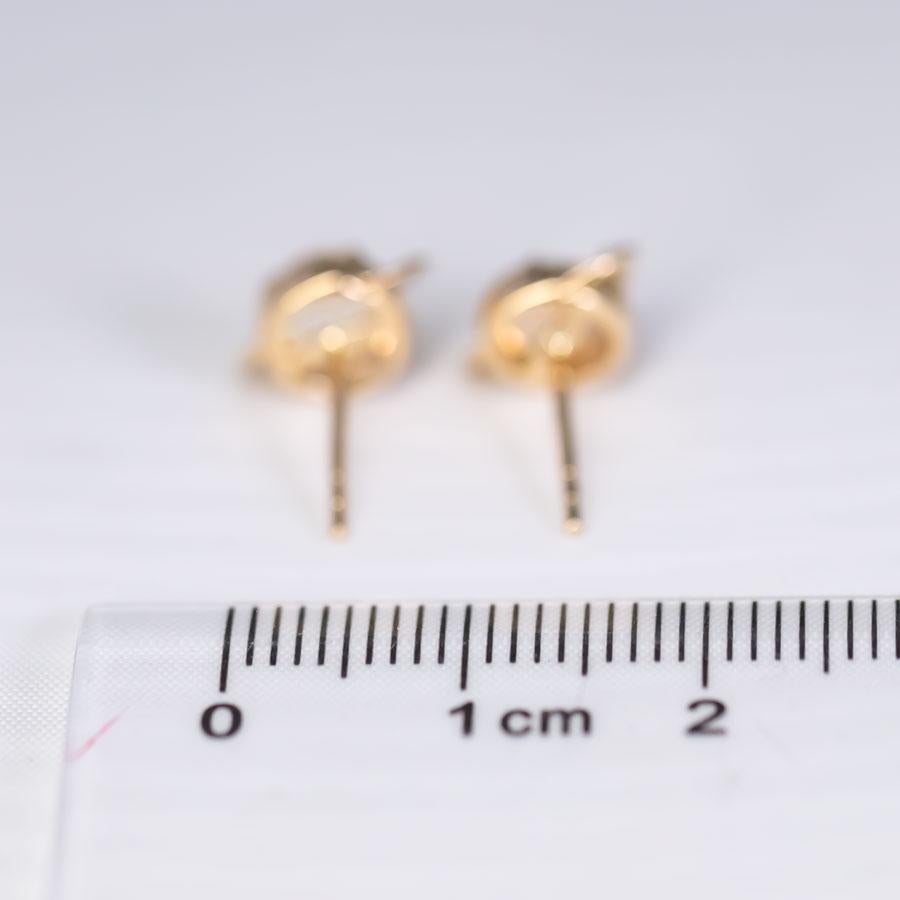Earth Moon Design Fire Opal & Diamond Stud Earrings 18K Yellow Gold In New Condition For Sale In Suwanee, GA