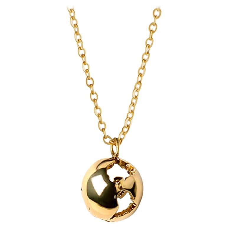 Earth necklace in yellow gold plating For Sale