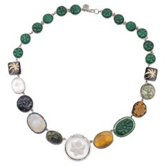 Earth Necklace with Multi stones and Diamonds in 18k White Gold