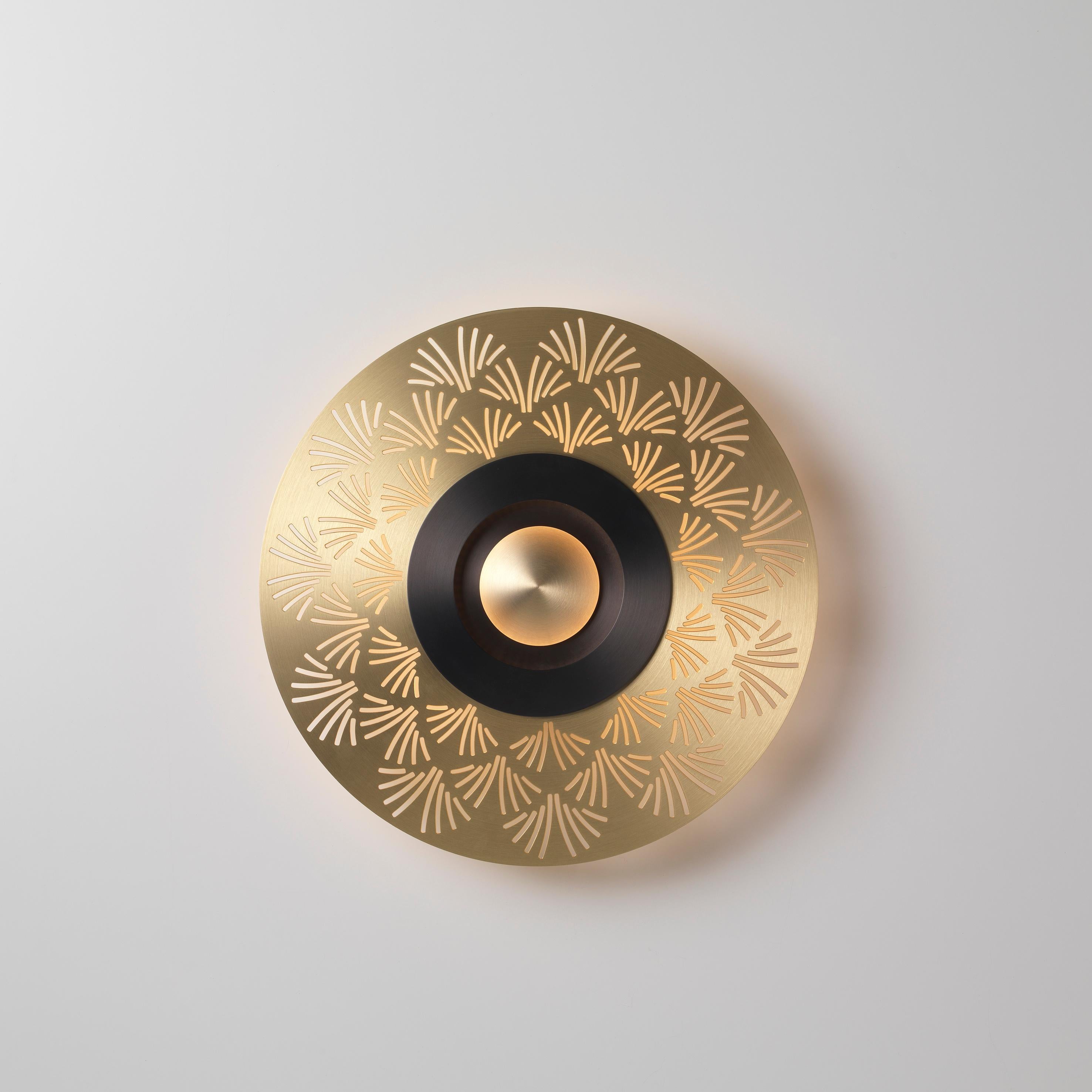 Earth Palm wall light by Emilie Cathelineau
Dimensions: D33 X H5 cm
Materials: Solid brass,Polycarbonate diffuser.
Others finishes and dimensions are available.

All our lamps can be wired according to each country. If sold to the USA it will