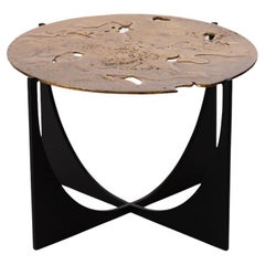 Earth Prints 14 Side Table – Cast brass and black steel Ø 59 cm x H 50 cm