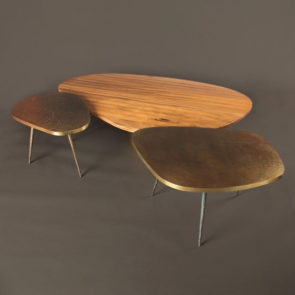 Earth Prints 8 side table:  Engraved and foudry brass – L 77 cmX W 55 X H 45 cm In New Condition For Sale In Marrakech, MA