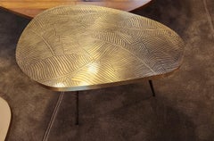 Tavolino in ottone inciso - linee organiche - L 77 cm x L 55 x H 45 cm