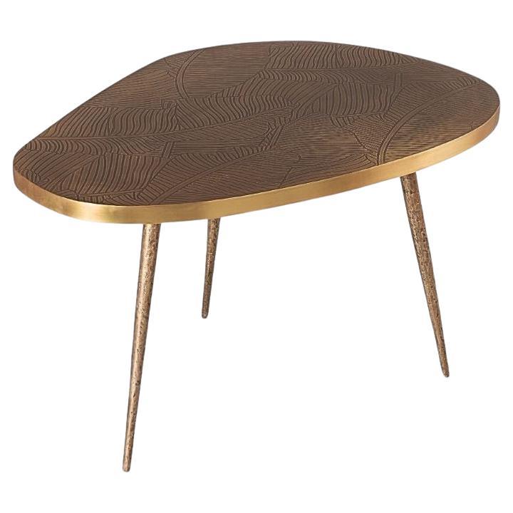 Table d'appoint Earth Prints 8 :  Laiton gravé et foudroyé - L 77 cmX L 55 X H 45 cm
