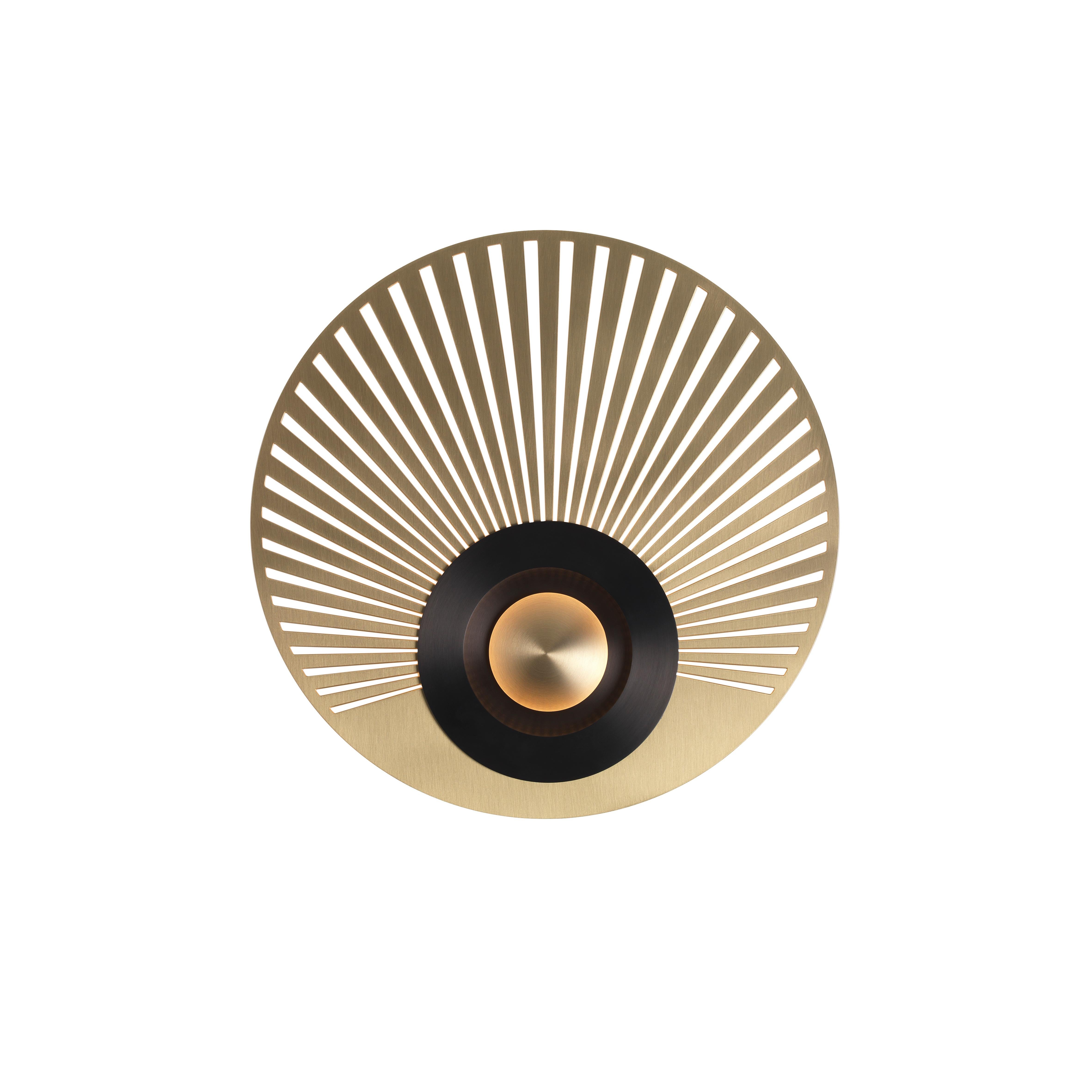 Earth Radian wall light by Emilie Cathelineau
Dimensions: D35 X H5 cm
Materials: Solid brass, Polycarbonate diffuser.
Others finishes and dimensions are available.

All our lamps can be wired according to each country. If sold to the USA it