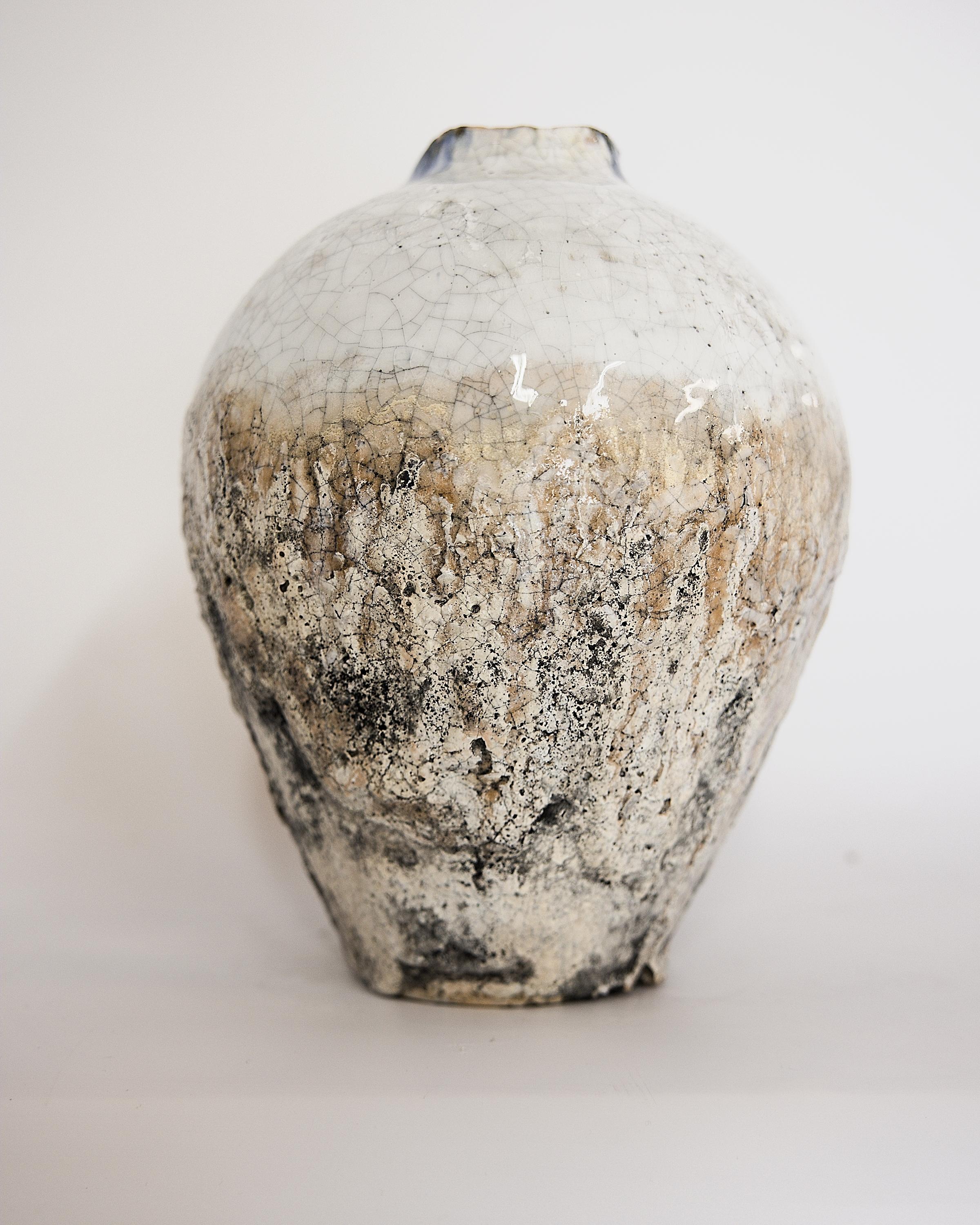 American Earth  Series Crackle Ginger Jars Vase I For Sale