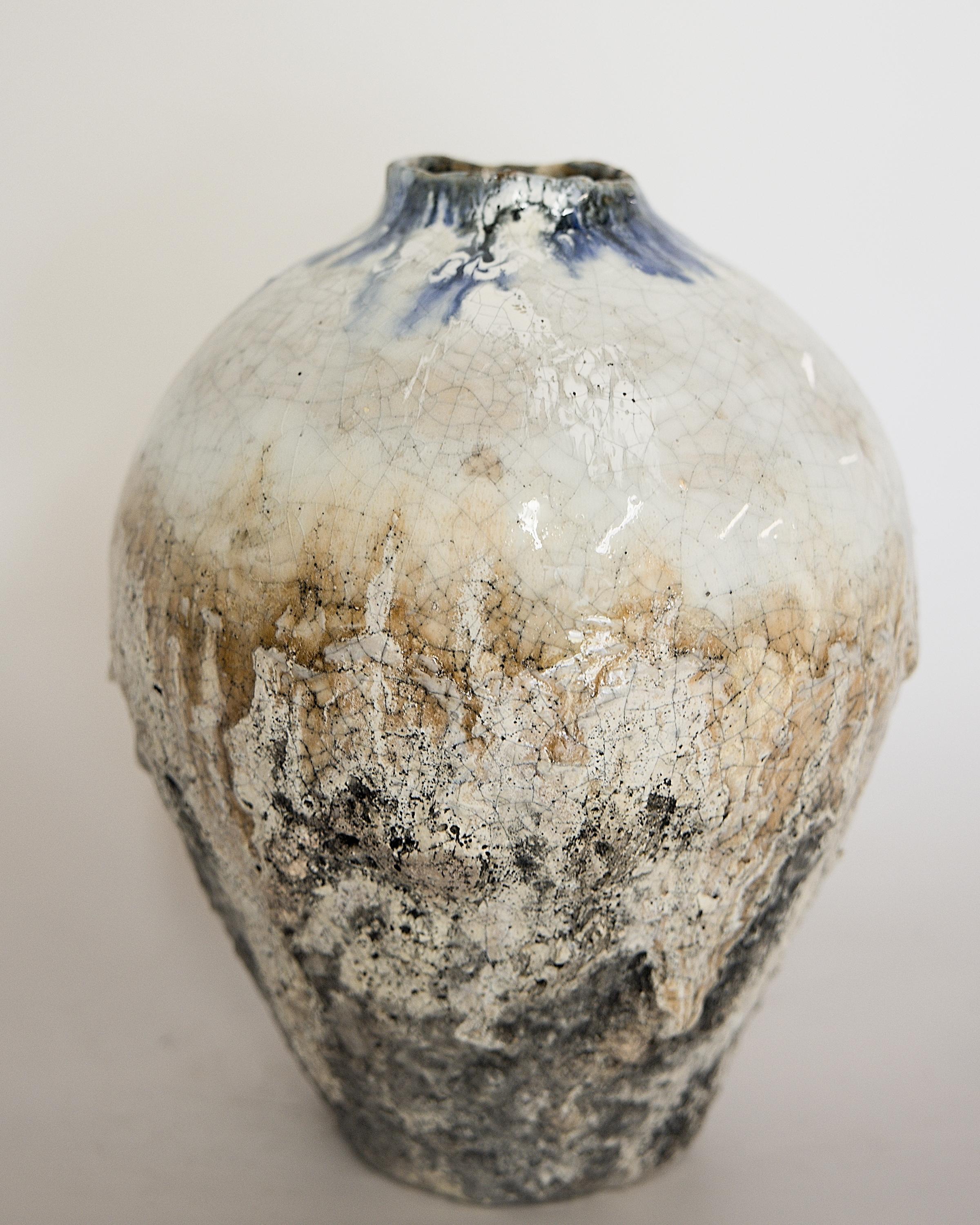 Glazed Earth  Series Crackle Ginger Jars Vase I For Sale
