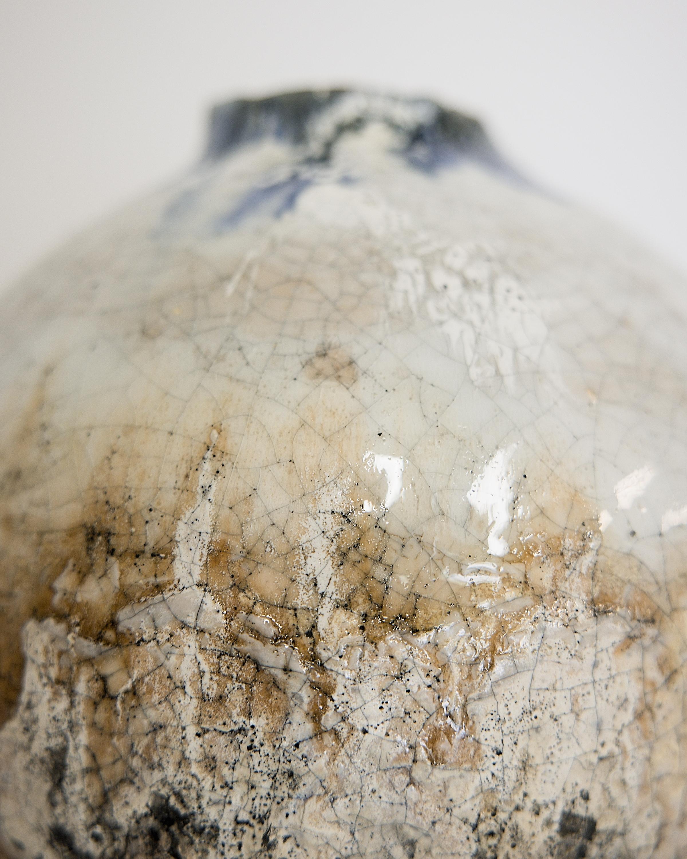 XXIe siècle et contemporain Terre  Série Crackle Ginger Jars Vase I en vente