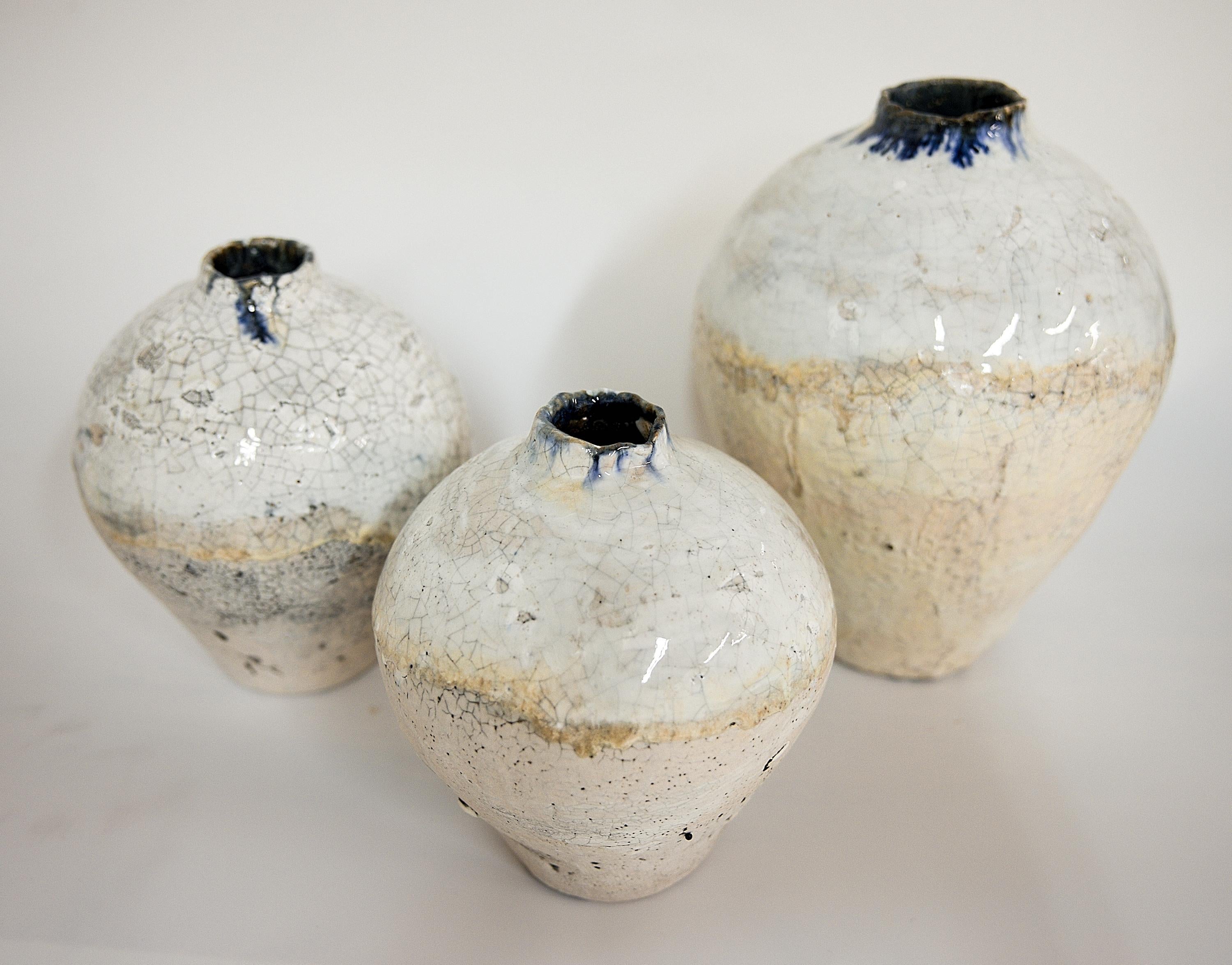 Organic Modern Earth  Series Crackle Ginger Jars Vase II