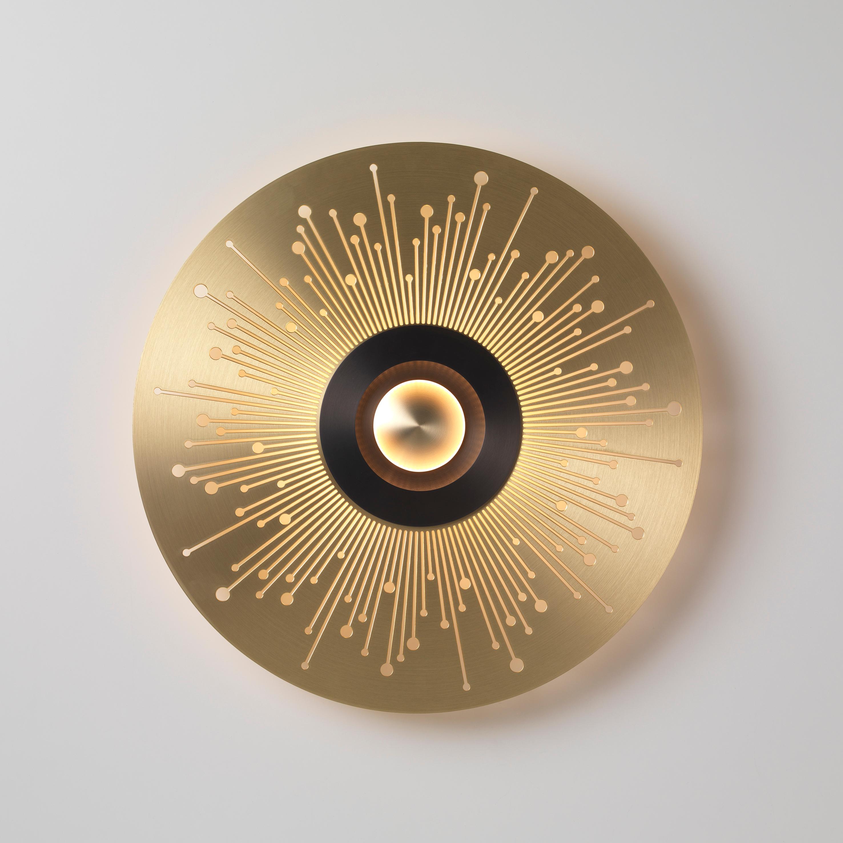 Earth Sun 440 wall light by Emilie Cathelineau
Dimensions: D44 X H5 cm
Materials: Solid brass,Polycarbonate diffuser.
Others finishes and dimensions are available.

All our lamps can be wired according to each country. If sold to the USA it