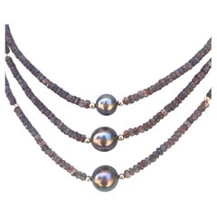 Earthtone Andalusite with Copper Tahitian Pearls Necklace