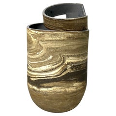 Earth-tone ceramic Vase, Large Sliced Jupiter Vase by Lauren Klenow, clay