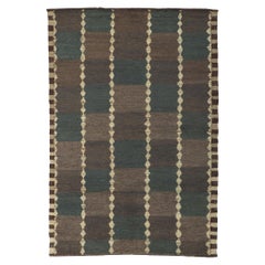 Earth-tone Checkered Moroccan Rug, Masculine Appeal Meets Midcentury Modern