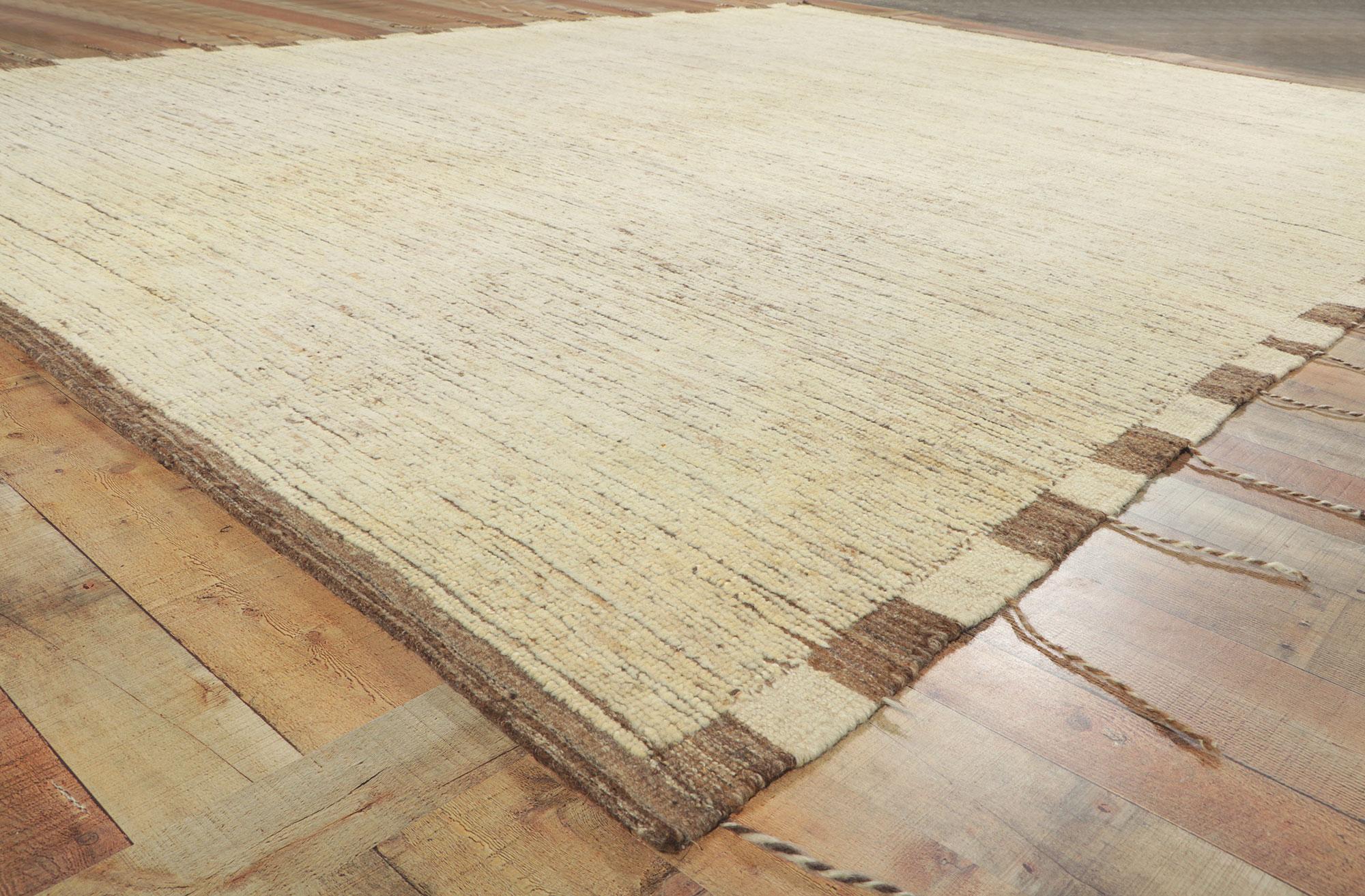 Contemporary Earth-tone Checkered Moroccan Rug, Midcentury Modern Meets Tribal Enchantment For Sale