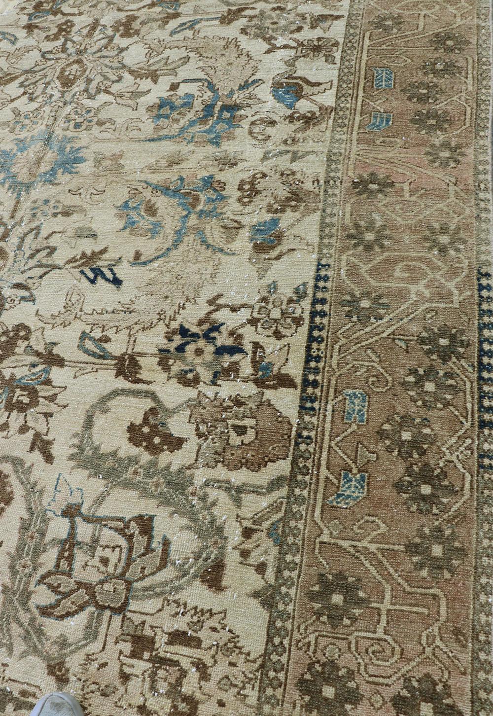 Tribal Earth Tone Colors Vintage Persian Bakhtiari Rug with All-Over Blossom Design For Sale