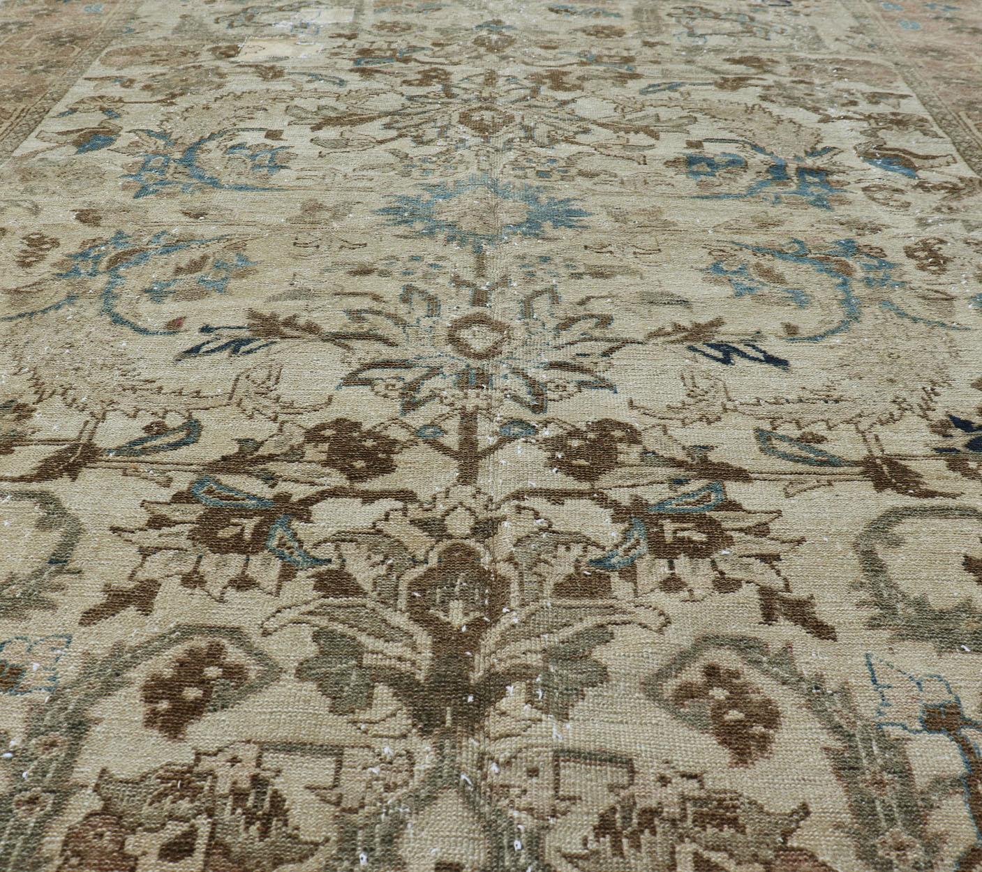 Earth Tone Colors Vintage Persian Bakhtiari Rug with All-Over Blossom Design In Good Condition For Sale In Atlanta, GA