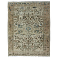 Erdfarbener persischer Bakhtiari-Teppich im Vintage-Stil mit All-Over-Blumen-Design