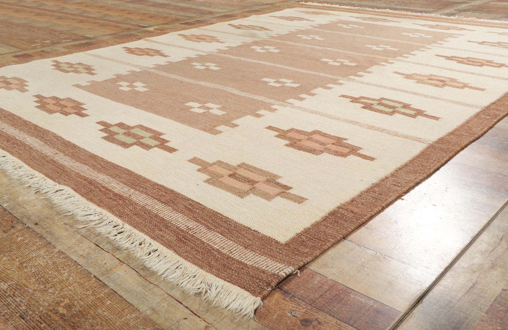 Alfombra Röllakan Escandinava Sueca Vintage Erik Lundberg Skogsstjärnan Tono Tierra en Bueno estado para la venta en Dallas, TX