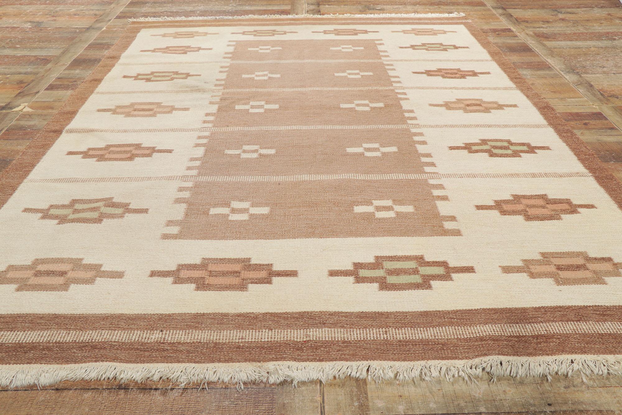 Alfombra Röllakan Escandinava Sueca Vintage Erik Lundberg Skogsstjärnan Tono Tierra siglo XX en venta
