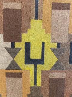 Earth Tone Geometrischer abstrakter, projectierter Sand auf Holzplatte von Angel Velasquez