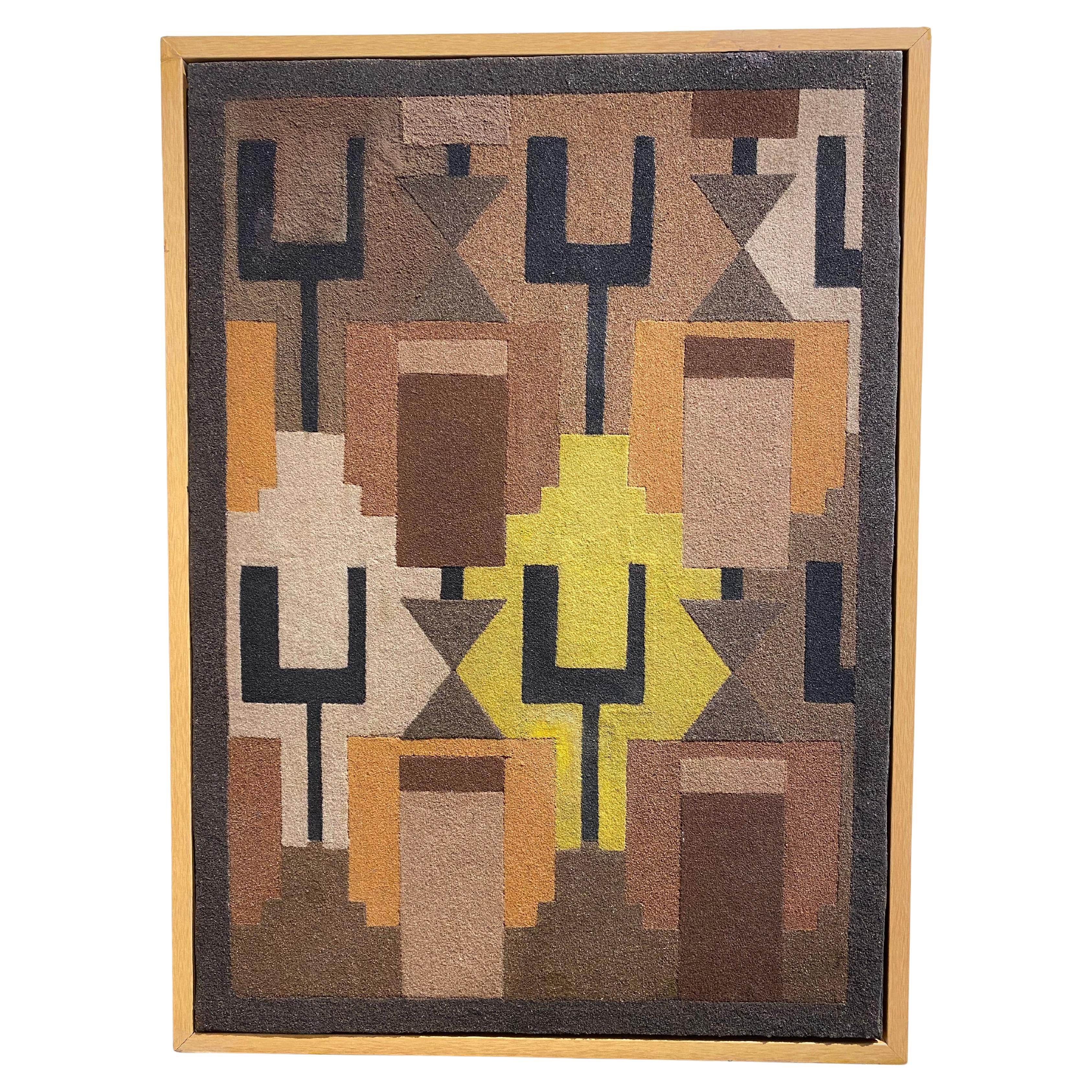 Earth Tone Geometrischer abstrakter, projectierter Sand auf Holzplatte von Angel Velasquez im Angebot