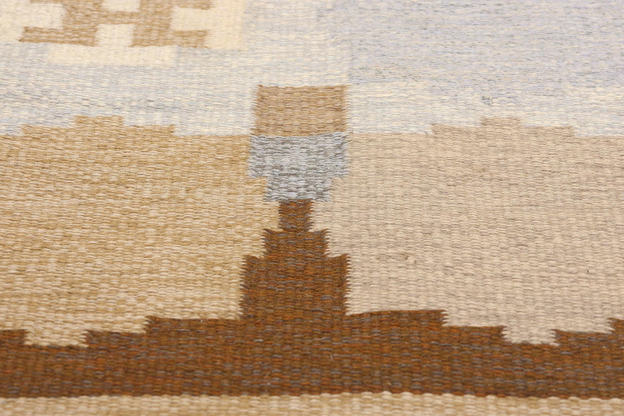 Earth-Tone Ingegerd Silow Vintage Swedish Rollakan Rug In Good Condition For Sale In Dallas, TX
