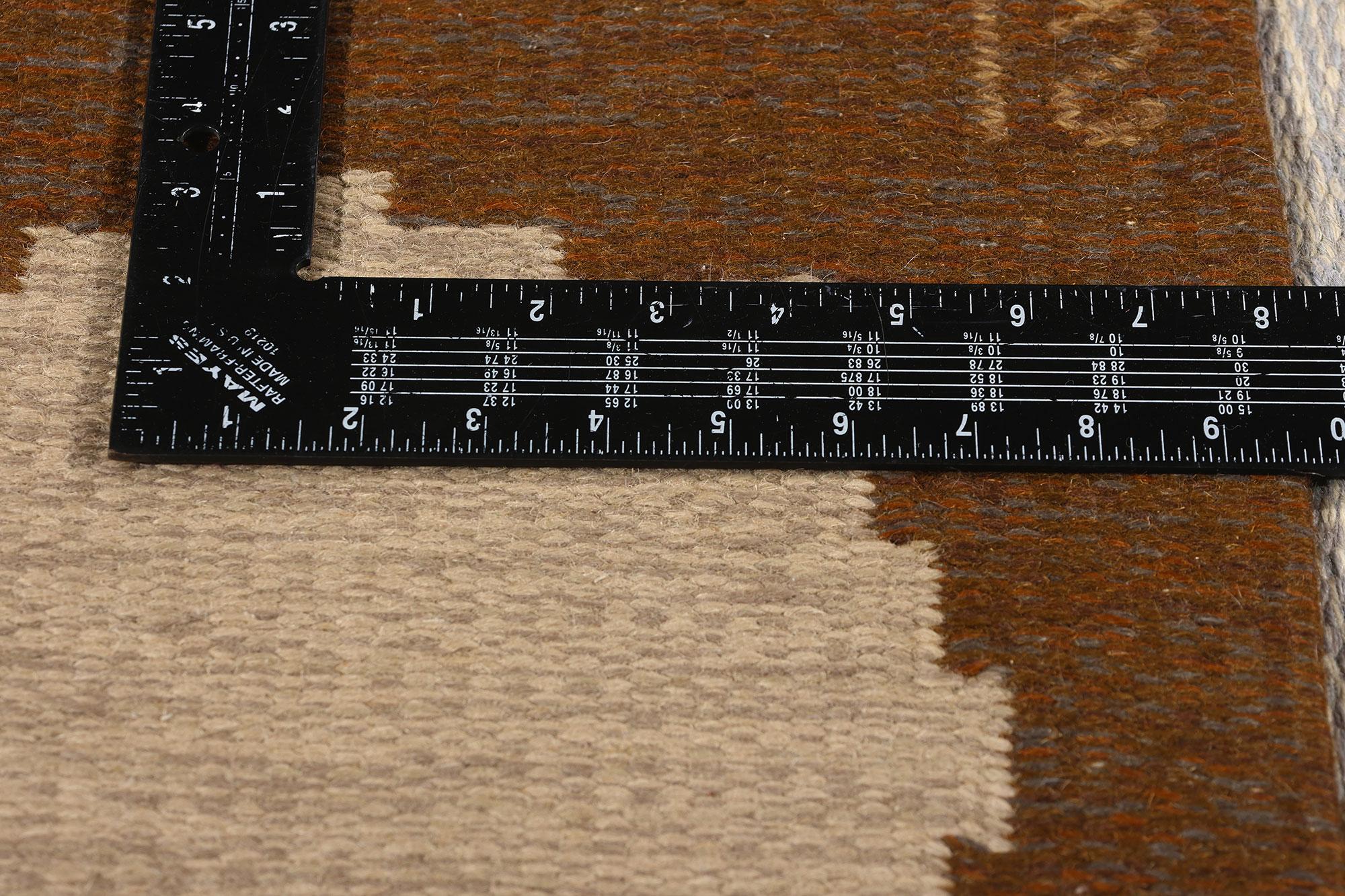 Wool Earth-Tone Ingegerd Silow Vintage Swedish Rollakan Rug For Sale