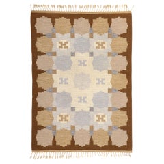 Alfombra Rollakan Sueca Vintage Ingegerd Silow Tono Tierra