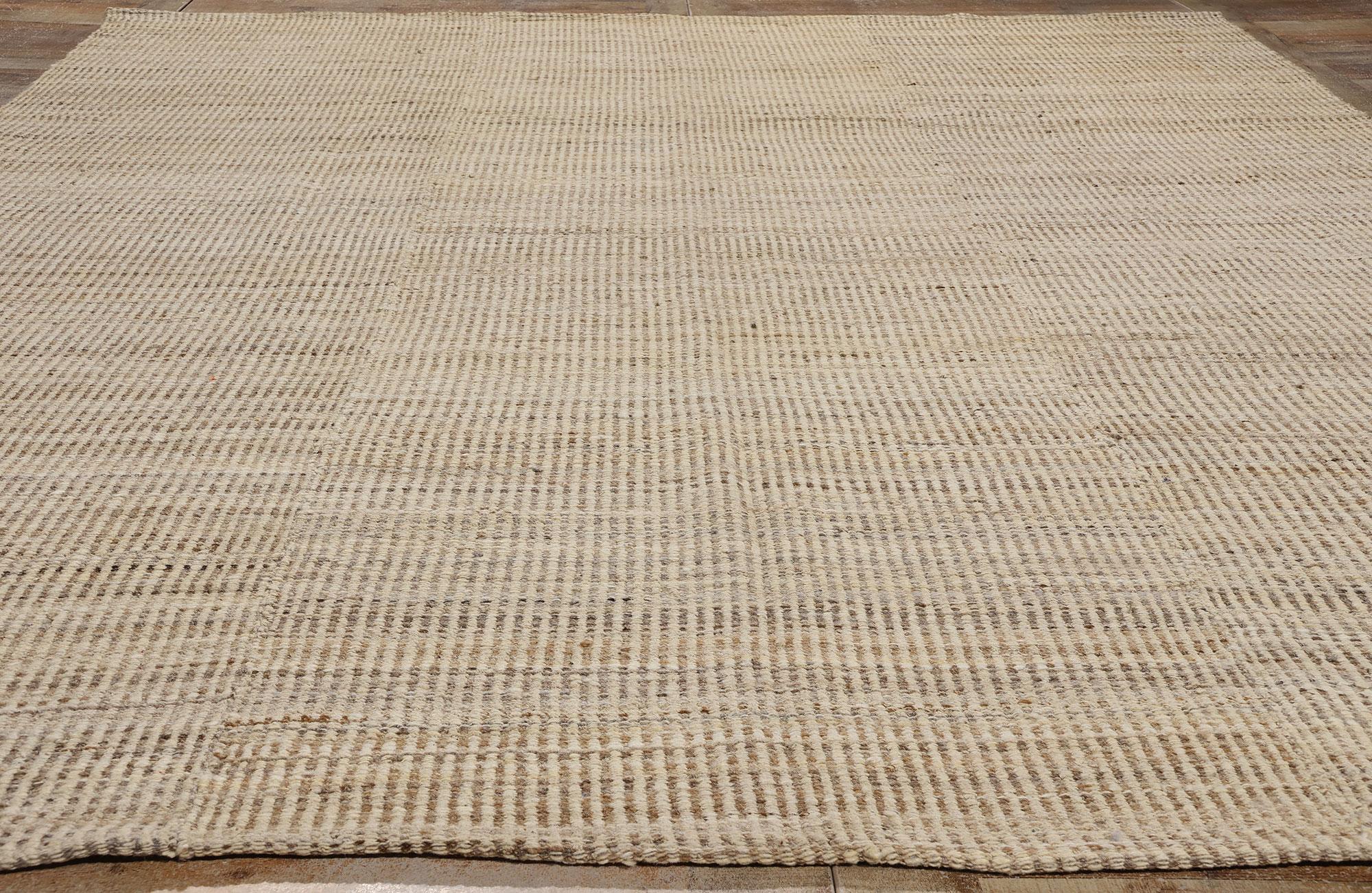 Earth-Tone Japandi Kilim Area Rug, Modern Serenity Meets Zen Tranquility In New Condition For Sale In Dallas, TX
