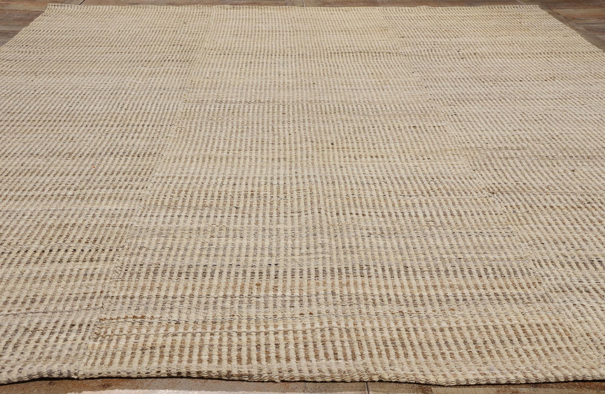 Alfombra japonesa Kilim en tonos tierra, la serenidad moderna se une a la tranquilidad zen en Nuevo estado para la venta en Dallas, TX