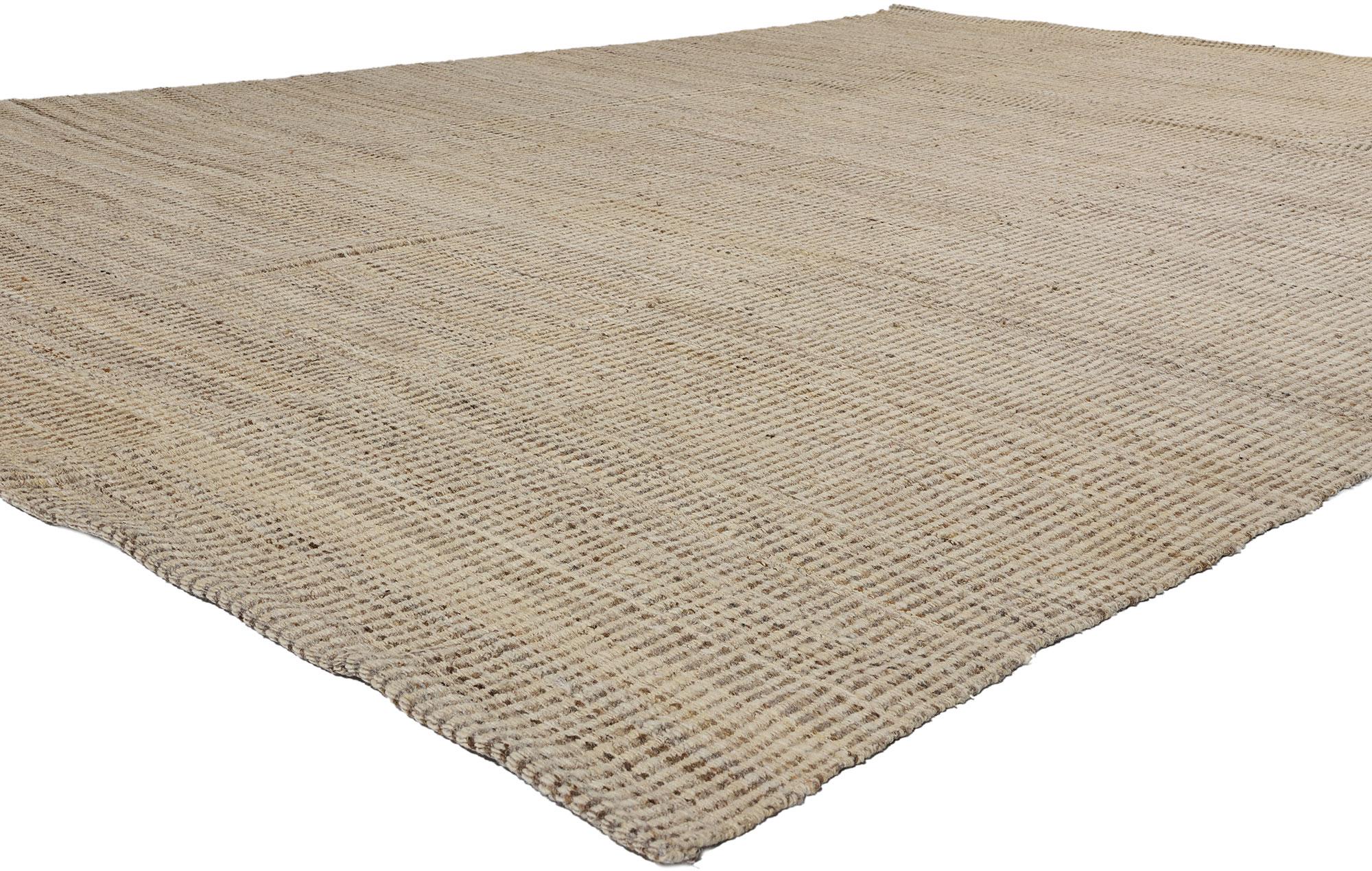 Earth-Tone Japandi Kilim Area Rug, Modern Serenity Meets Zen Tranquility For Sale 1