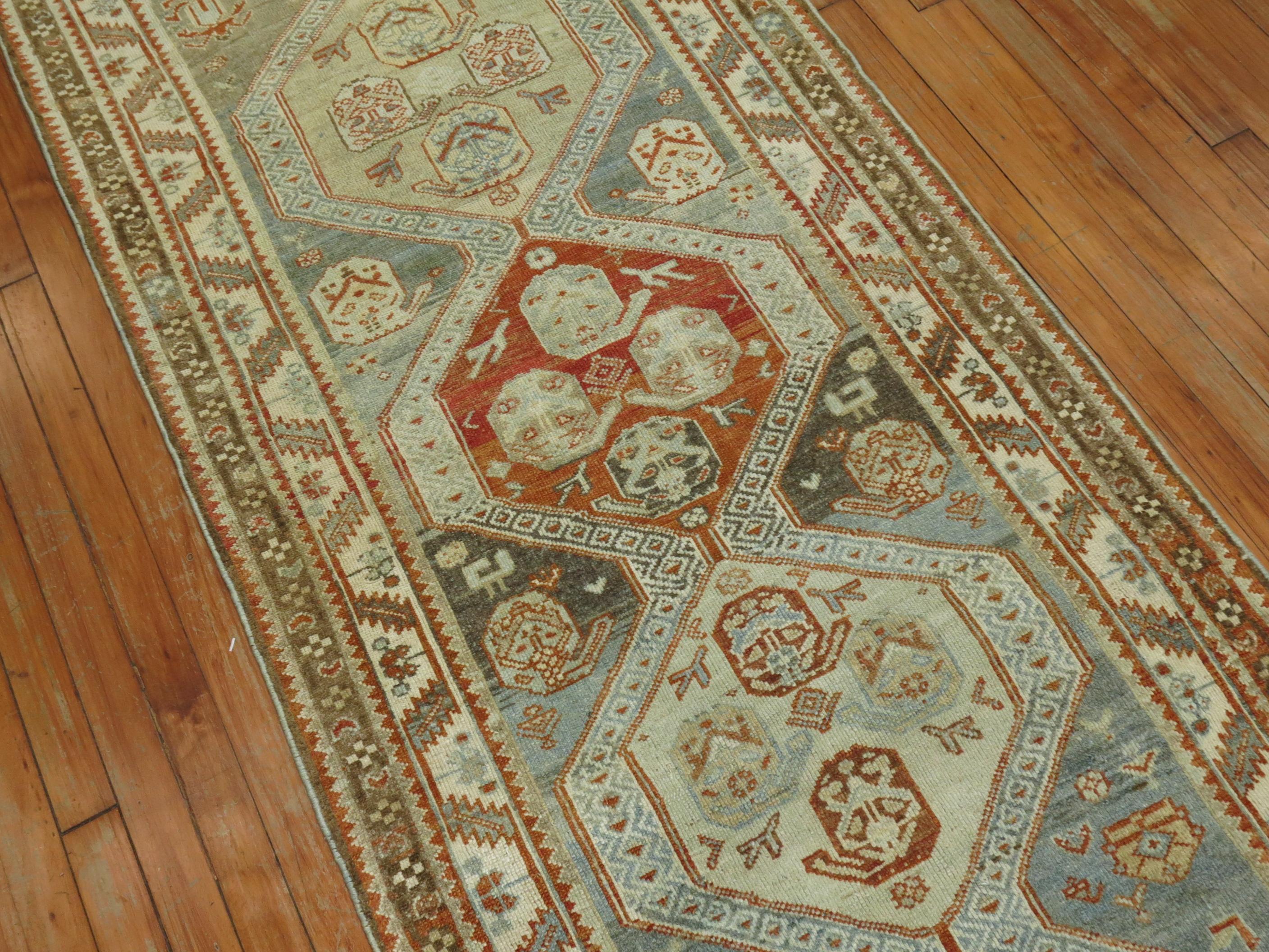 Earth Tone Malayer Antique Persian Runner In Good Condition For Sale In New York, NY