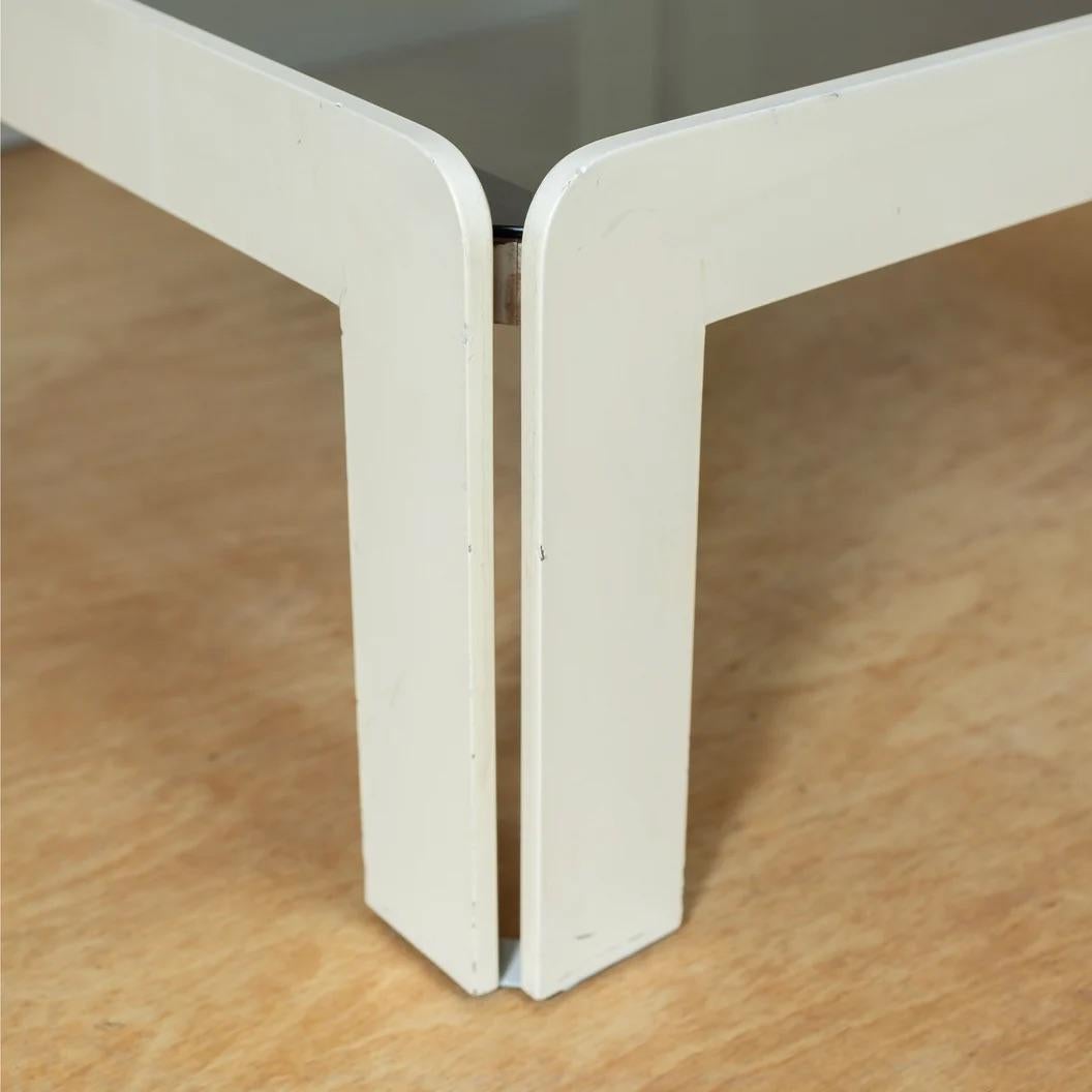Wood Earth tone modern Glass Top Low Table for living room from Italy For Sale