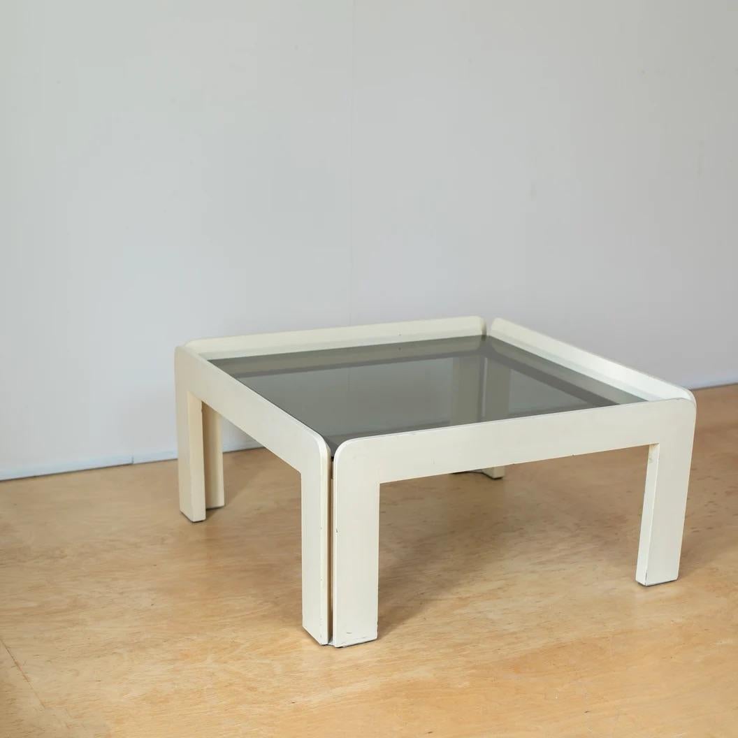 Earth tone modern Glass Top Low Table for living room from Italy For Sale 1