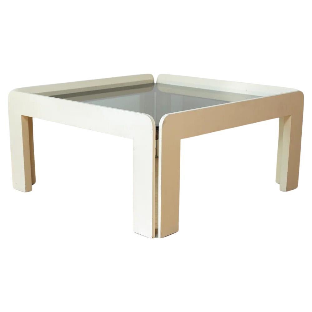 Earth tone modern Glass Top Low Table for living room from Italy For Sale