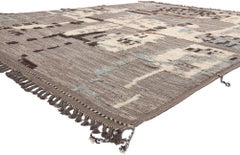 Alfombra marroquí moderna de tonos tierra inspirada en la naturaleza, diseño biofílico