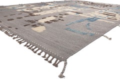 Alfombra marroquí moderna de tonos tierra inspirada en la naturaleza, diseño biofílico