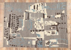 Alfombra marroquí moderna de tonos tierra inspirada en la naturaleza, diseño biofílico