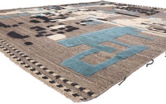 Alfombra marroquí moderna de tonos tierra inspirada en la naturaleza, diseño biofílico