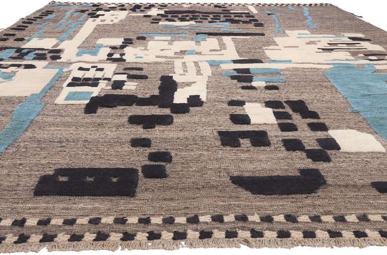 Earth-Tone Modern Moroccan High-Low Rug Inspired by Nature, Biophilic ...