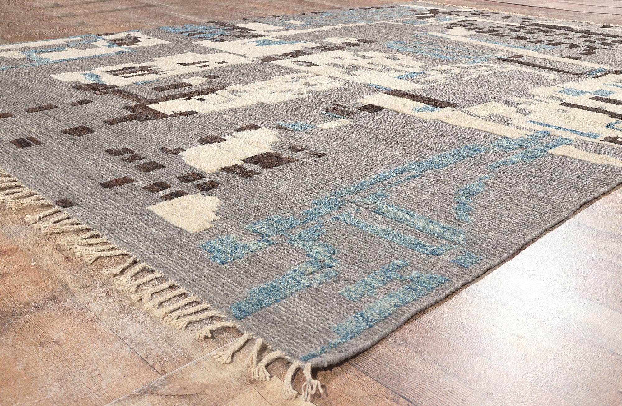 Hand-Woven Earth-Tone Modern Moroccan High-Low Rug Inspired by Nature, Biophilic Design For Sale