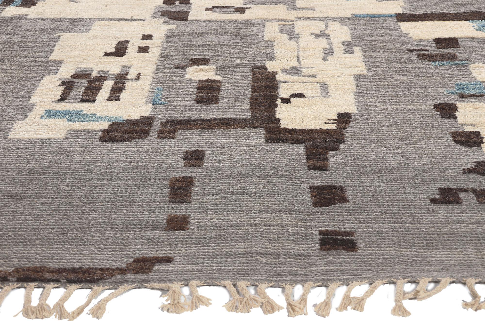 Earth-Tone Modern Moroccan High-Low Rug Inspired by Nature, Biophilic Design In New Condition For Sale In Dallas, TX